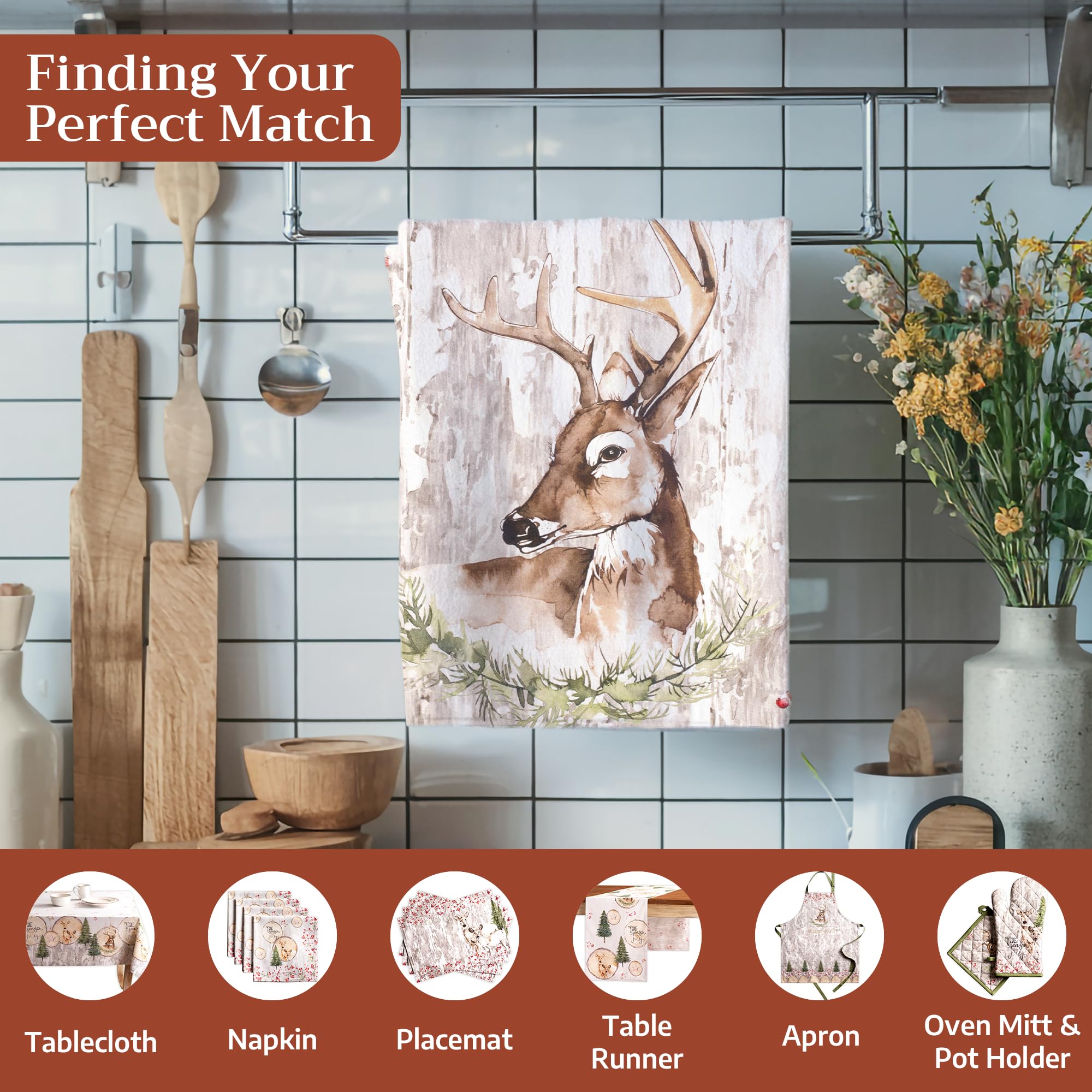 Maison d’Hermine Mountain Life towel on a clean, stylish kitchen display.