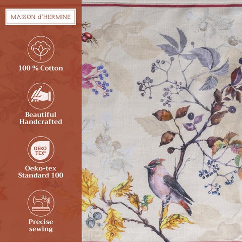 Watercolor-detail finish on Maison d' Hermine placemats highlights artisan artistry.