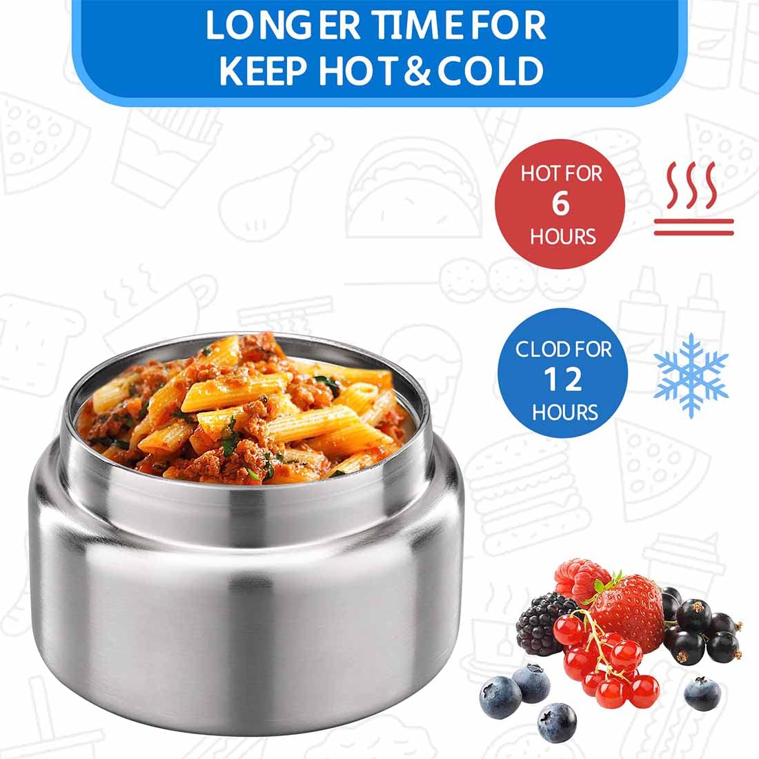 MAISON HUIS 8oz Soup Thermo with double-wall vacuum insulation keeps temps longer.