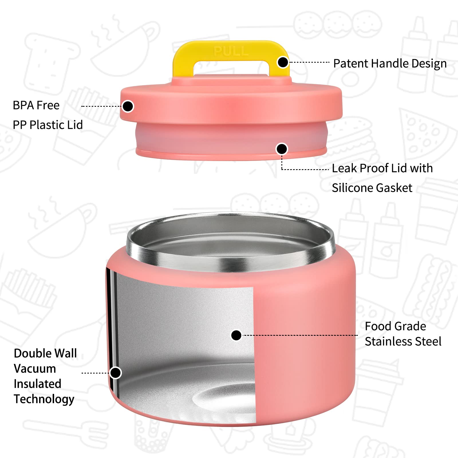 Maison Huis 8oz thermo top view highlighting compact design for school lunches.