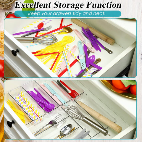 Maitys clear organizers keep utensils, cosmetics, and supplies tidy.