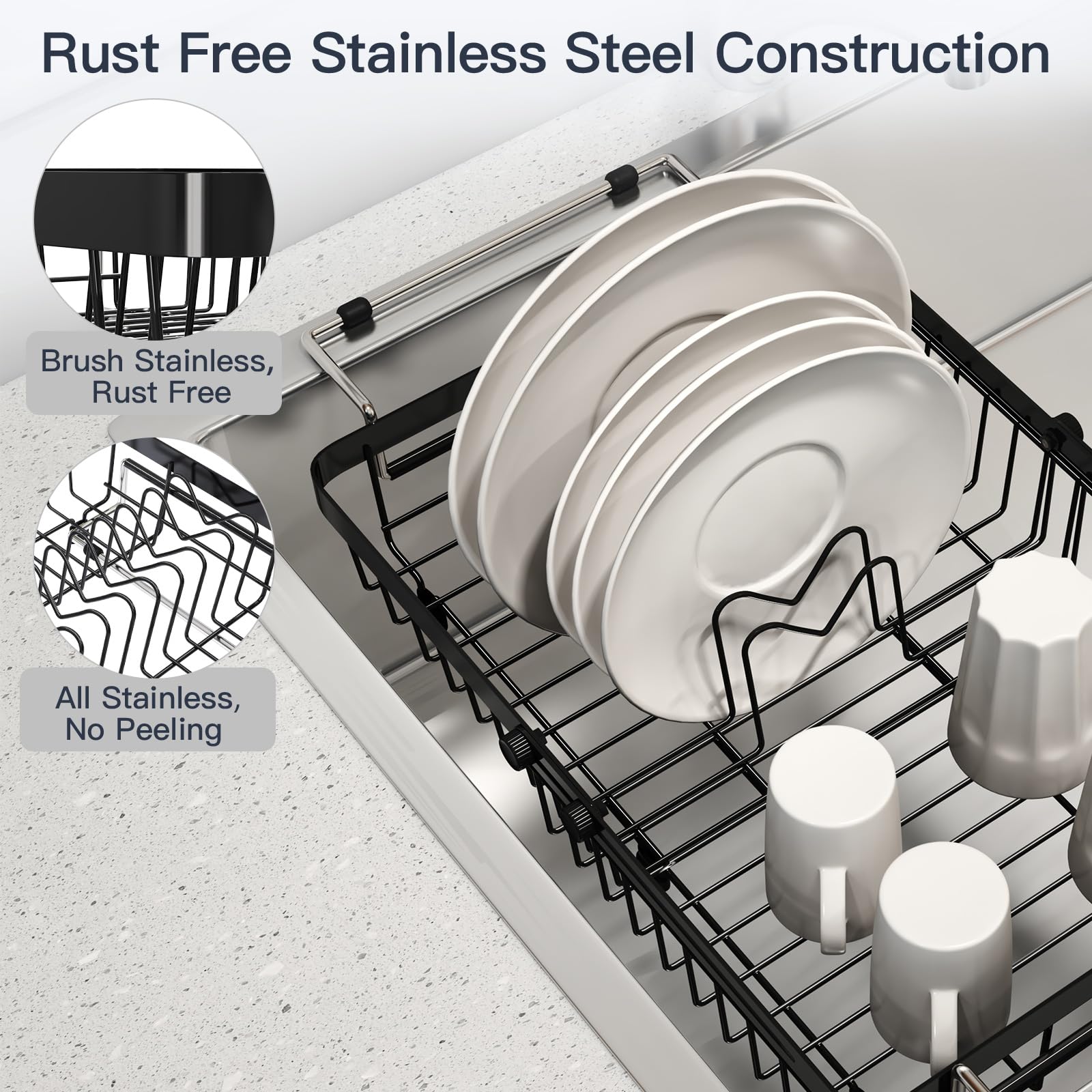 MAJALiS adjustable over-sink rack fitting single and double sinks