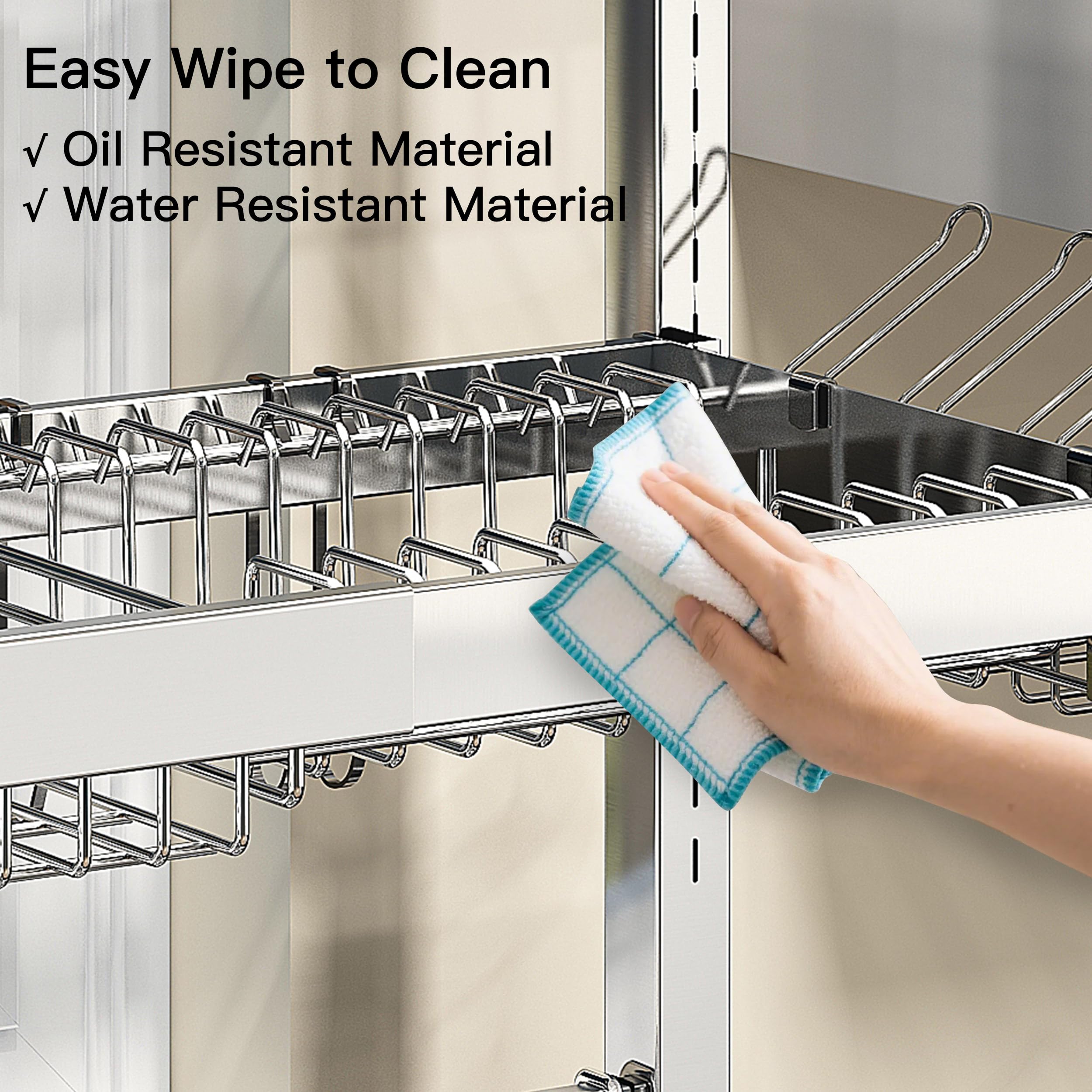 MAJALiS flat shelves channel drips into the sink to prevent puddles.