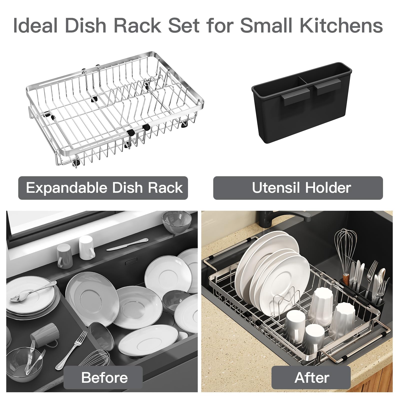MAJALiS in-sink drying rack configuration fits inside the sink for tidy drying.