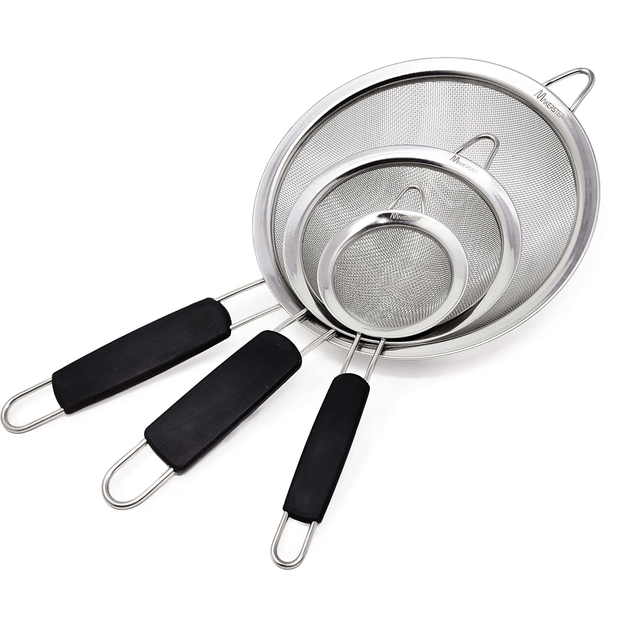 Makerstep fine mesh strainer 3-3-8 inch for delicate rinsing and sifting