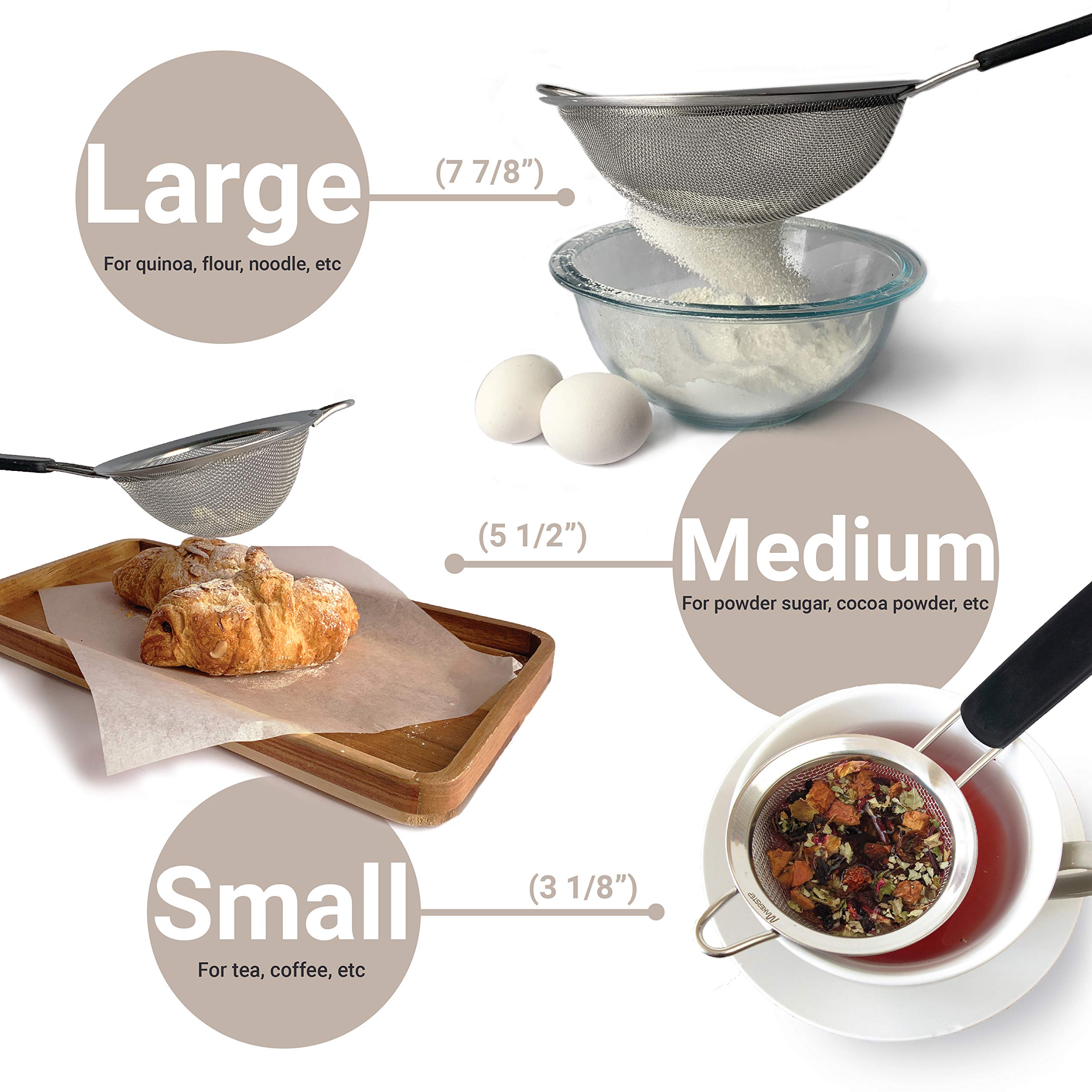 Makerstep fine mesh strainer 5-1-2 inch ideal for pasta and vegetables