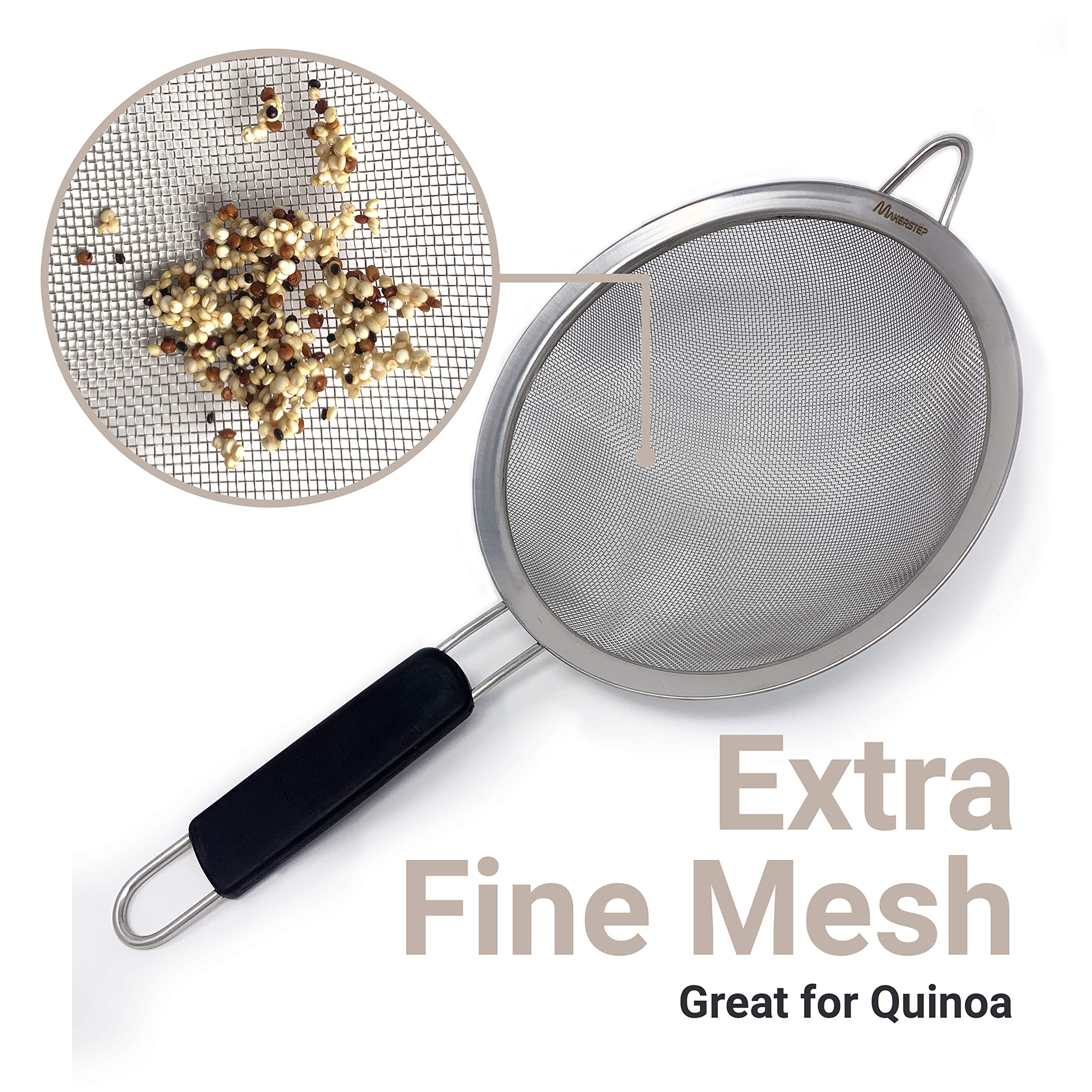 Makerstep insulated handle strainer prevents burns on hot liquids