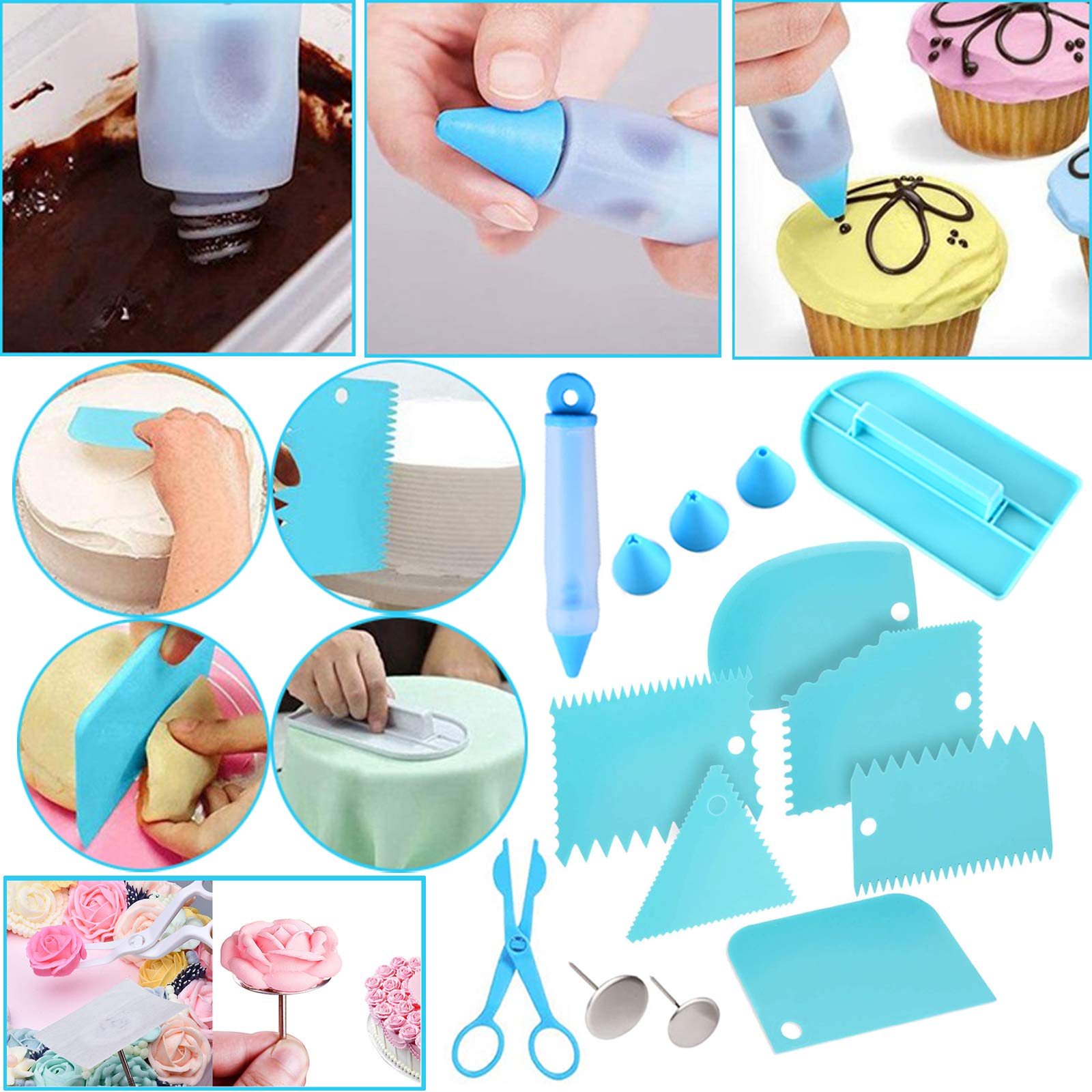 Makmeng cake scrapers and cutter for clean frosting edges.