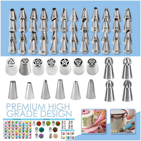 Makmeng Russian piping tips set for textured cake designs.