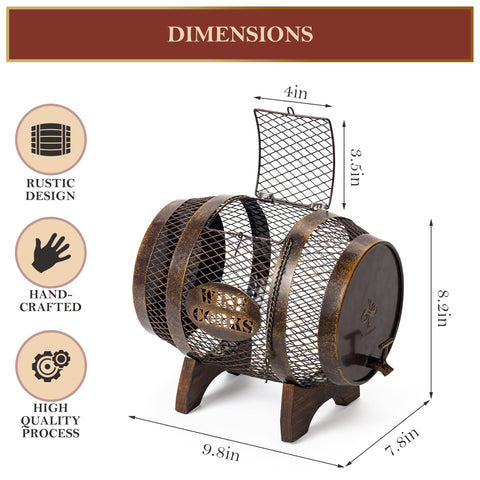Makuvine cork holder front view highlights rustic finish and sturdy construction.