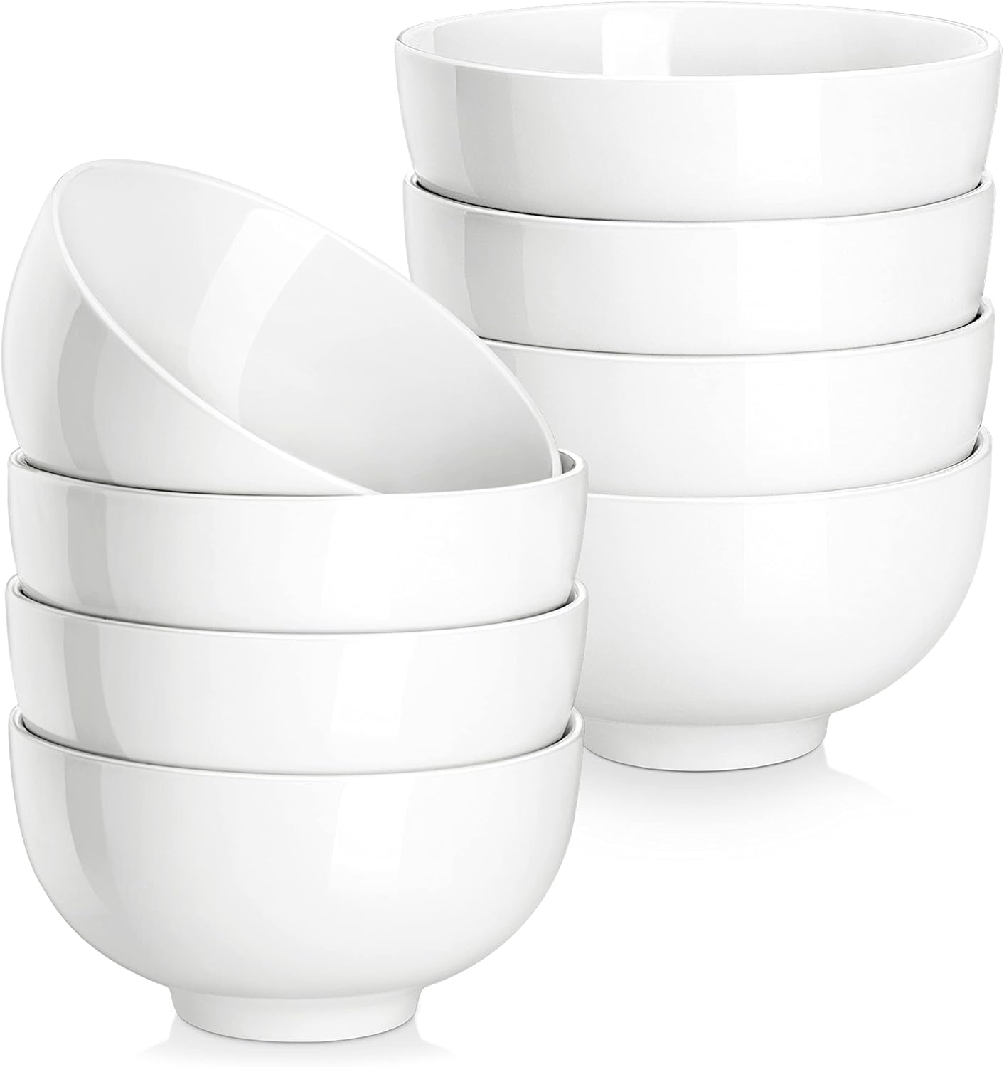 MALACASA 10oz white dessert bowls for ice cream and desserts, durable ceramic.