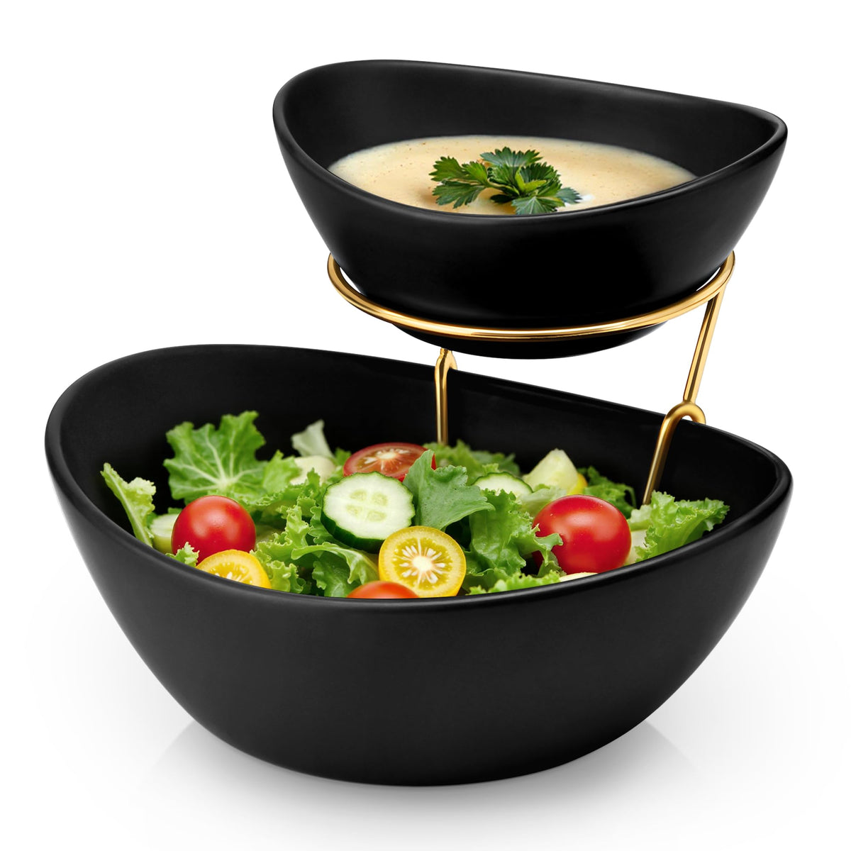 MALACASA 2 tier chip and dip stand highlighting chips and dips for entertaining