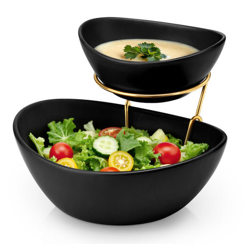 MALACASA 2 tier chip and dip stand highlighting chips and dips for entertaining