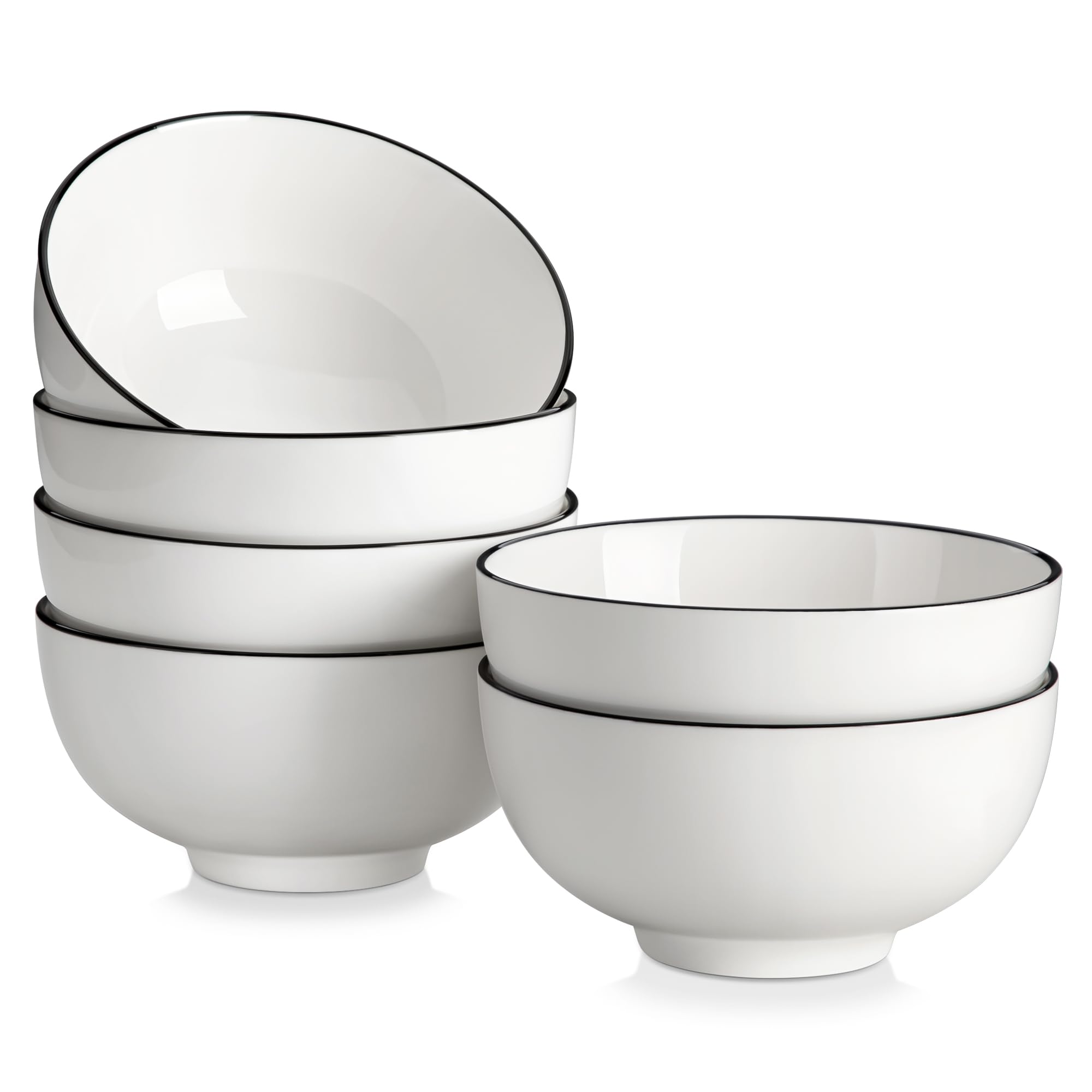 MALACASA 26oz soup bowls in a round six-piece set, ideal for soups and cereals.