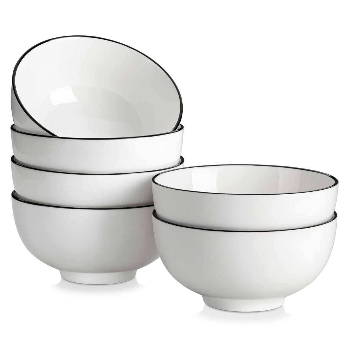 MALACASA 26oz soup bowls in a round six-piece set, ideal for soups and cereals.