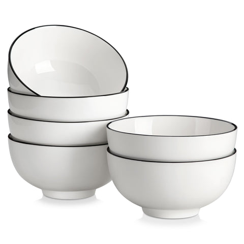 MALACASA 26oz soup bowls in a round six-piece set, ideal for soups and cereals.