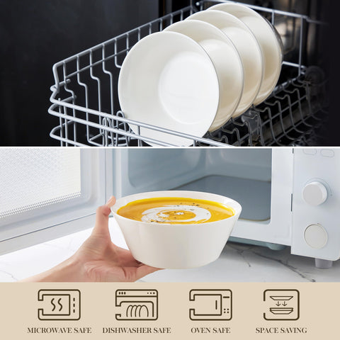 MALACASA 35oz bowls shown with soup and salad for versatile dining