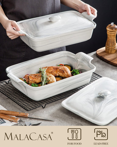 MALACASA 4.4 qt casserole lasagna pan ready for hearty meals