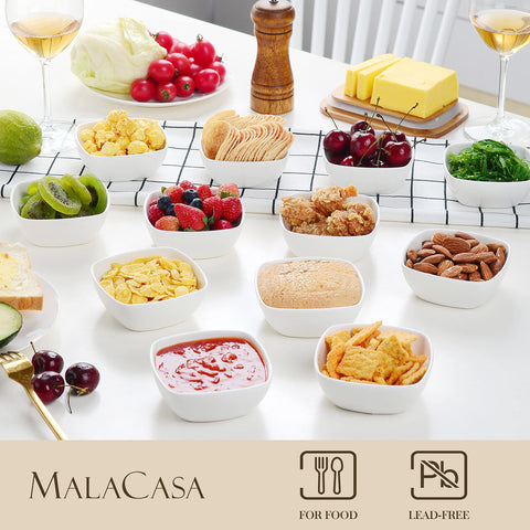 MALACASA 12-pack ramekins ideal for appetizers, condiments, and dipping sauces