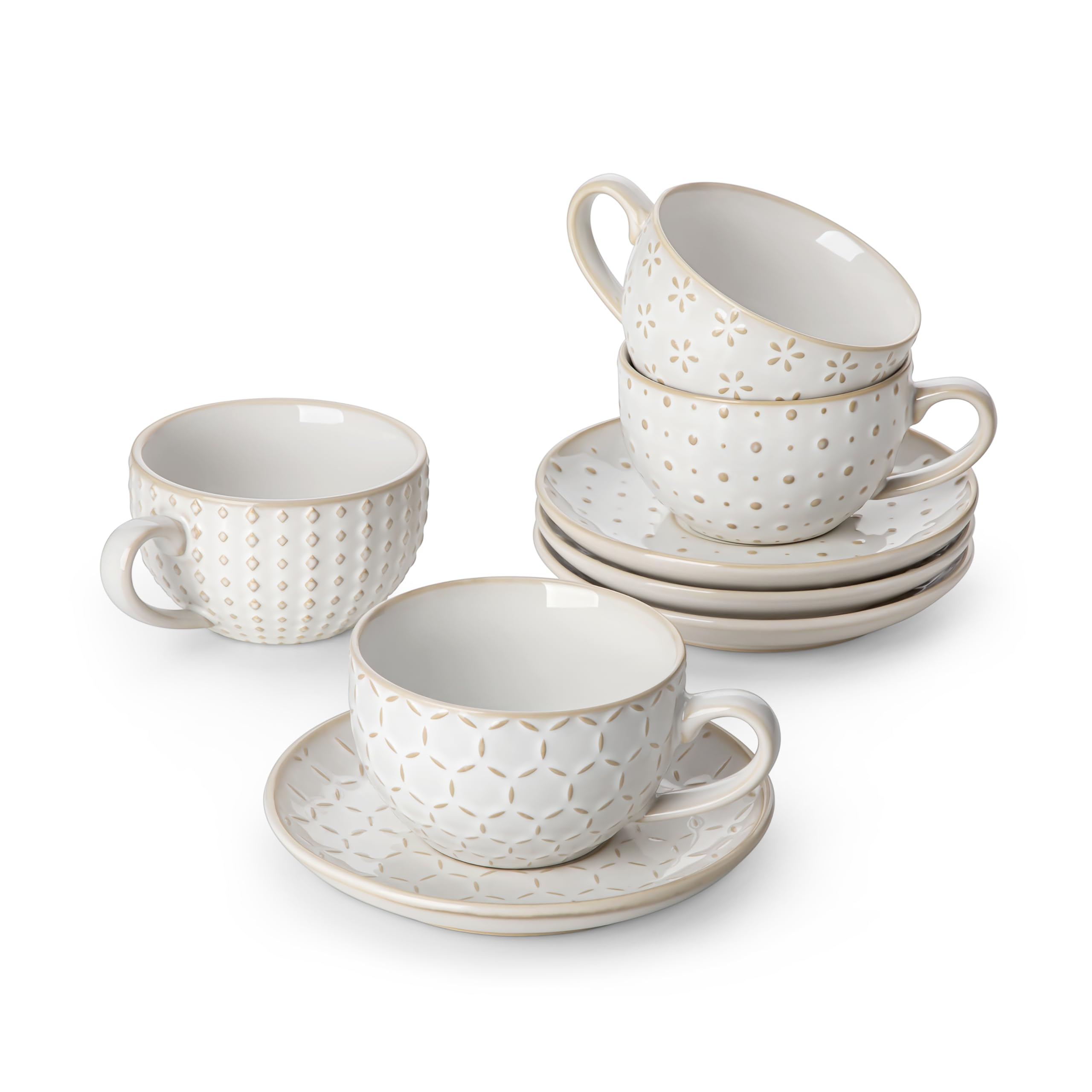 MALACASA 6oz cappuccino cups set for balanced espresso drinks at home.