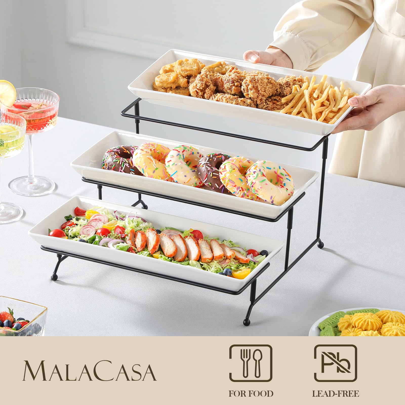 MALACASA adjustable tier mechanism lets you customize height.