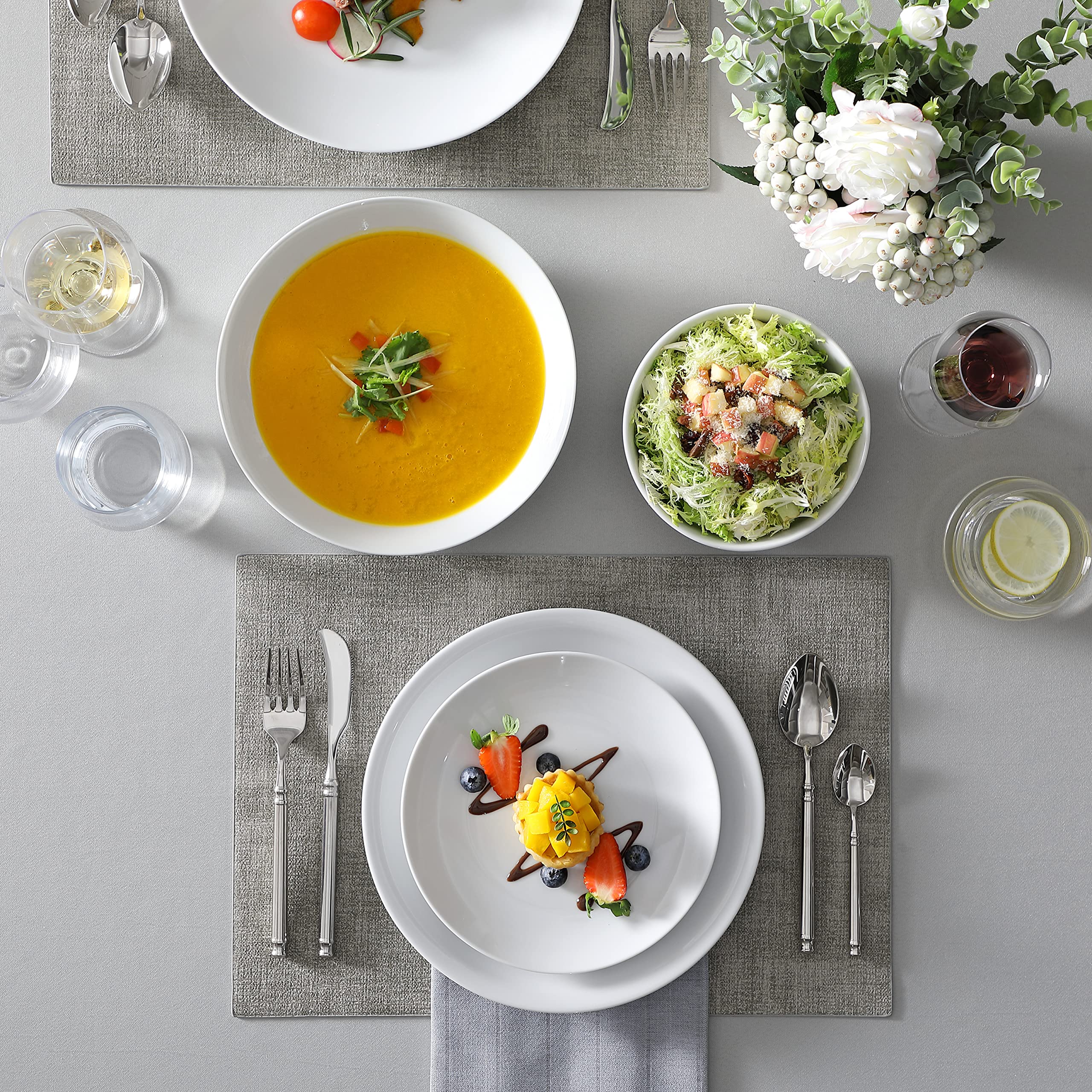 AMELIA porcelain is oven-safe for warm, plated dishes.