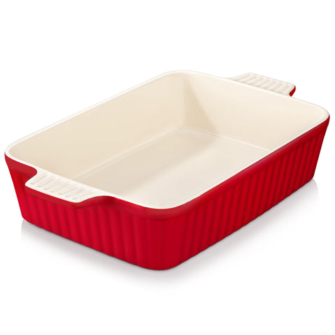 MALACASA Bake-Bake rectangular lasagna pan top view showing large capacity for family meals