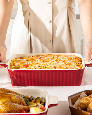 Table-ready MALACASA dish shown for serving straight from oven