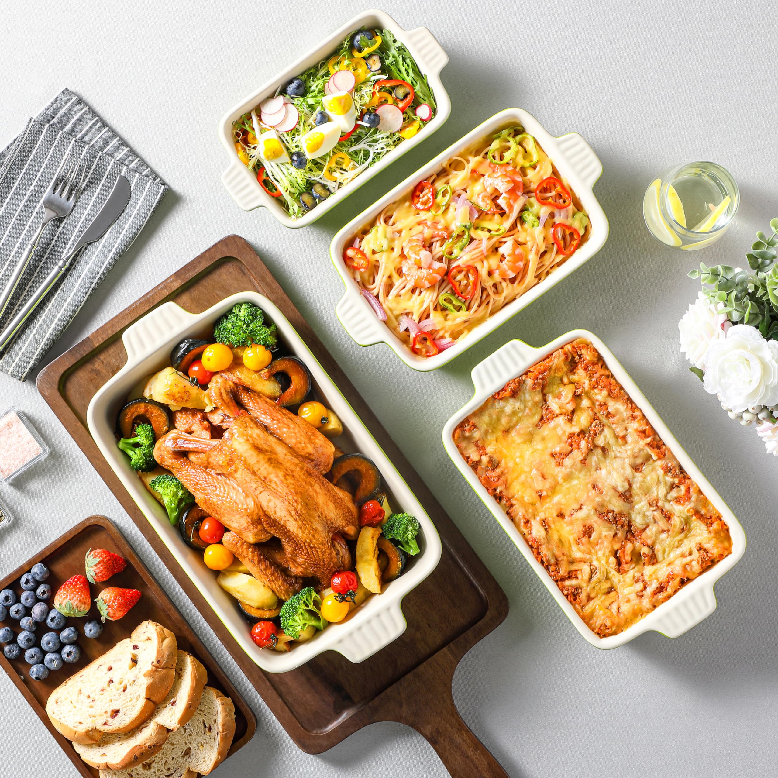 MALACASA oven-safe ceramic dish ready for roasting, baking, or reheating meals.