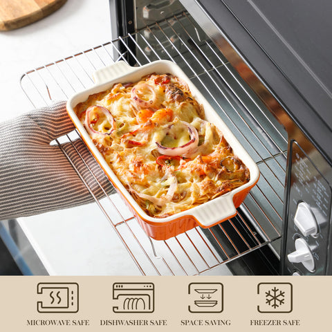 MALACASA 11.1-inch rectangle pan perfect for lasagna and casseroles.
