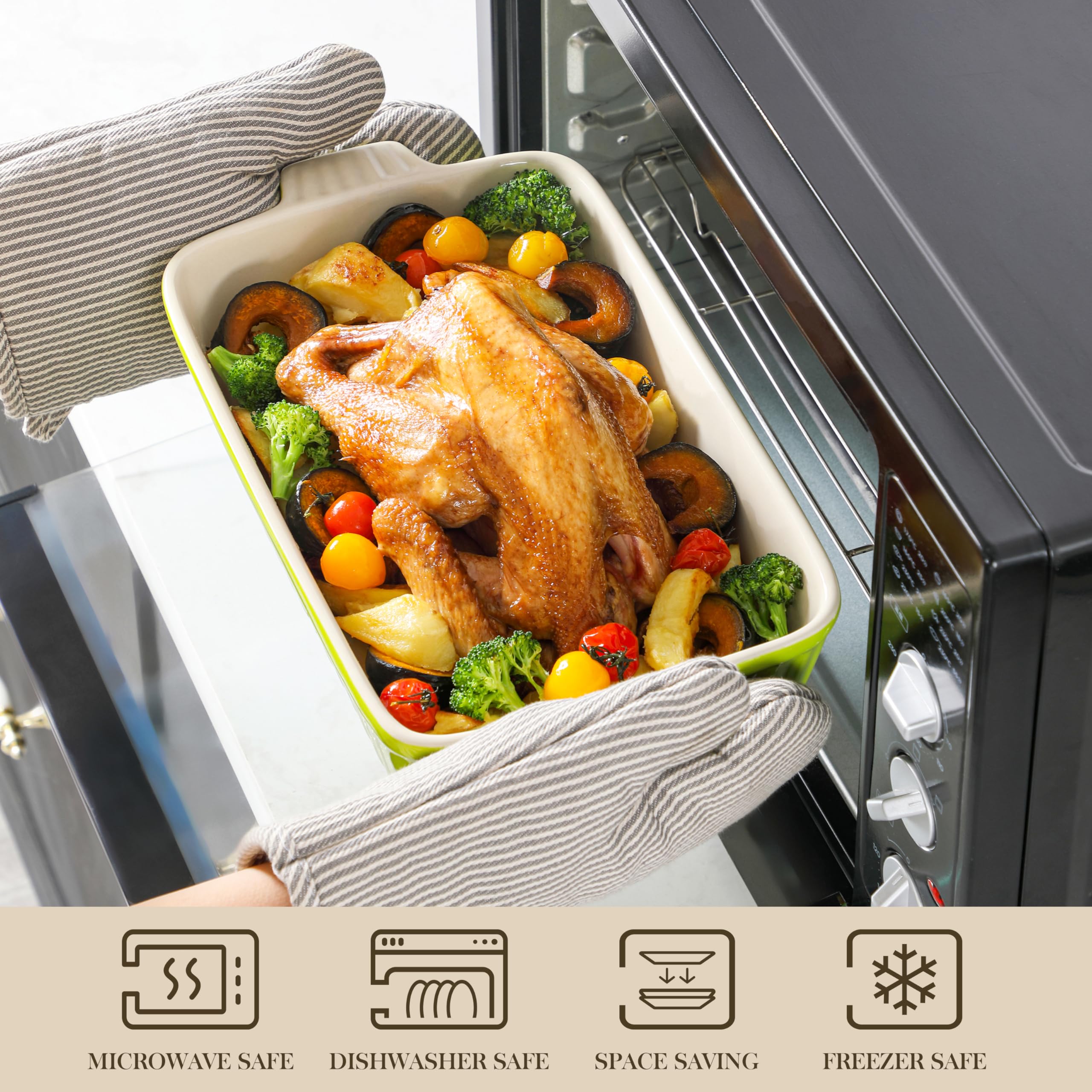 MALACASA smooth-glaze ceramic bakeware highlights clean lines and timeless kitchen style.