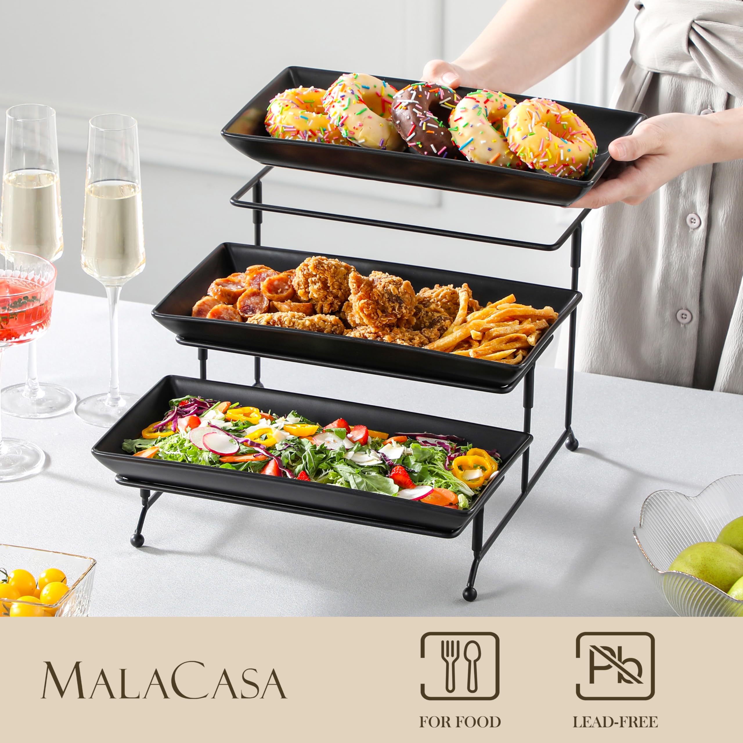 MALACASA black metal rack stability demonstrates secure foldable design for easy transport.
