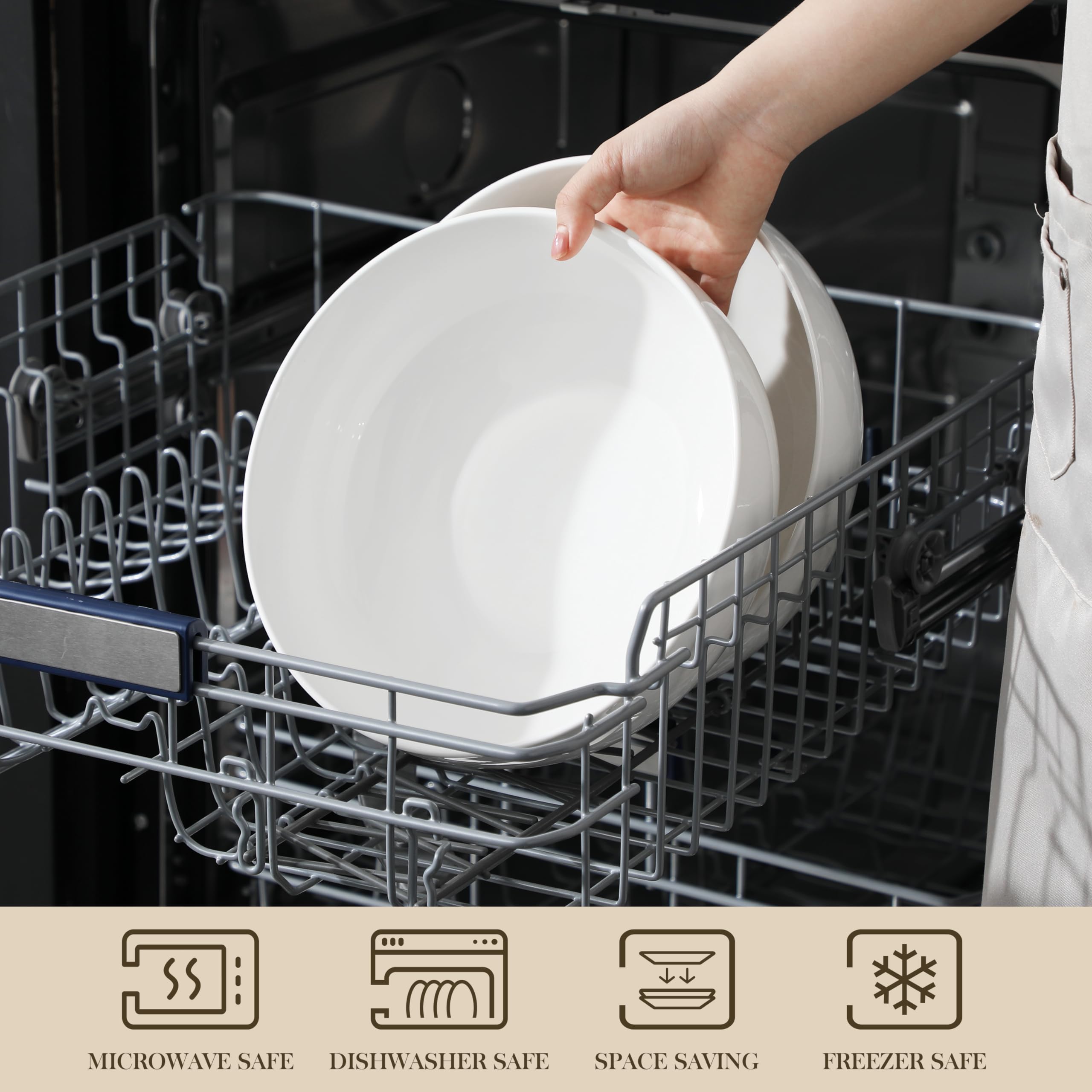 MALACASA bowls close-up highlighting smooth surface for easy cleaning.
