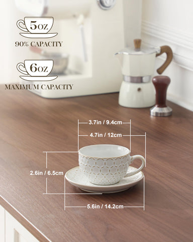 MALACASA cappuccino saucers stabilize cups during coffee rituals.