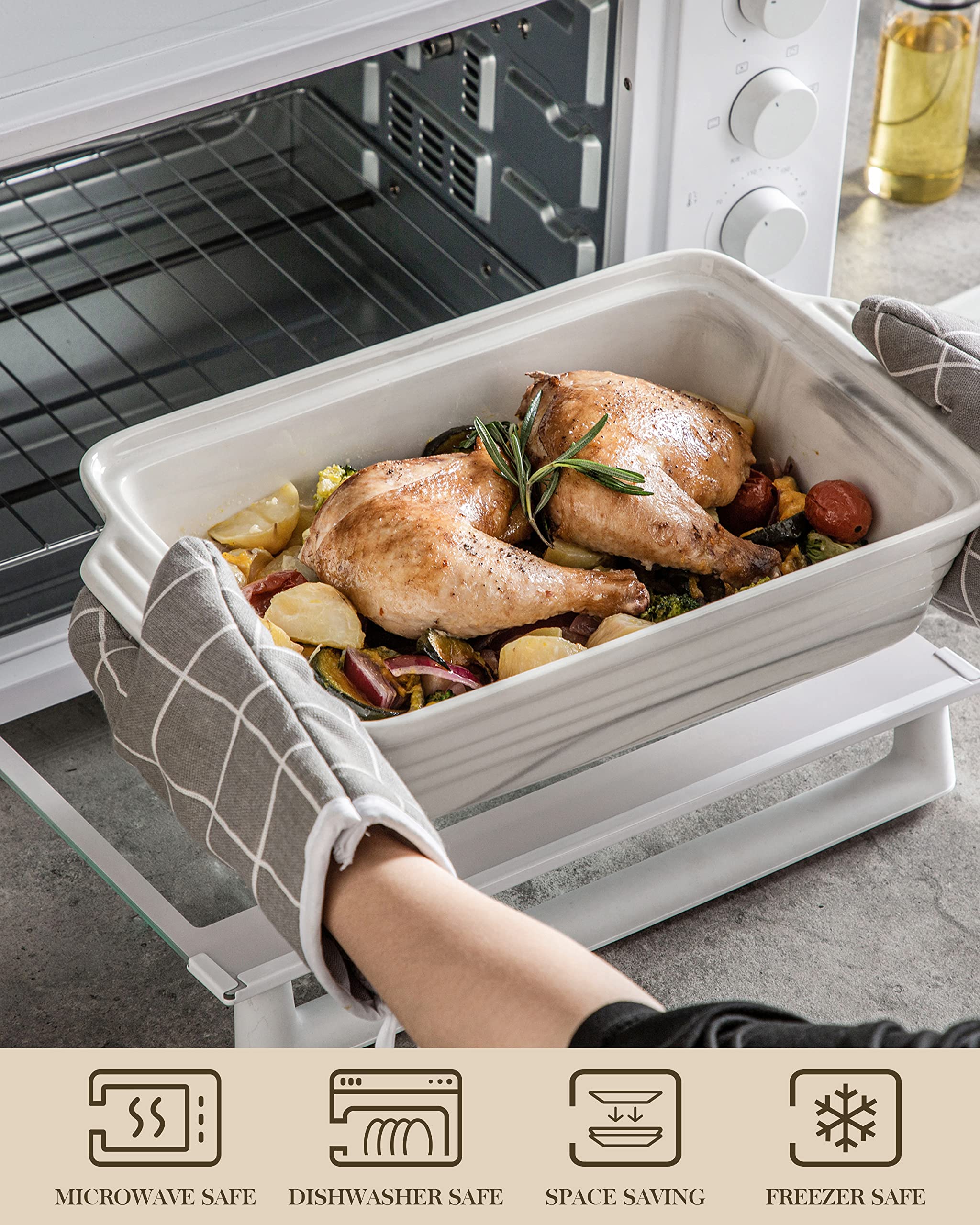MALACASA casserole dish with durable glaze resists scratches over time