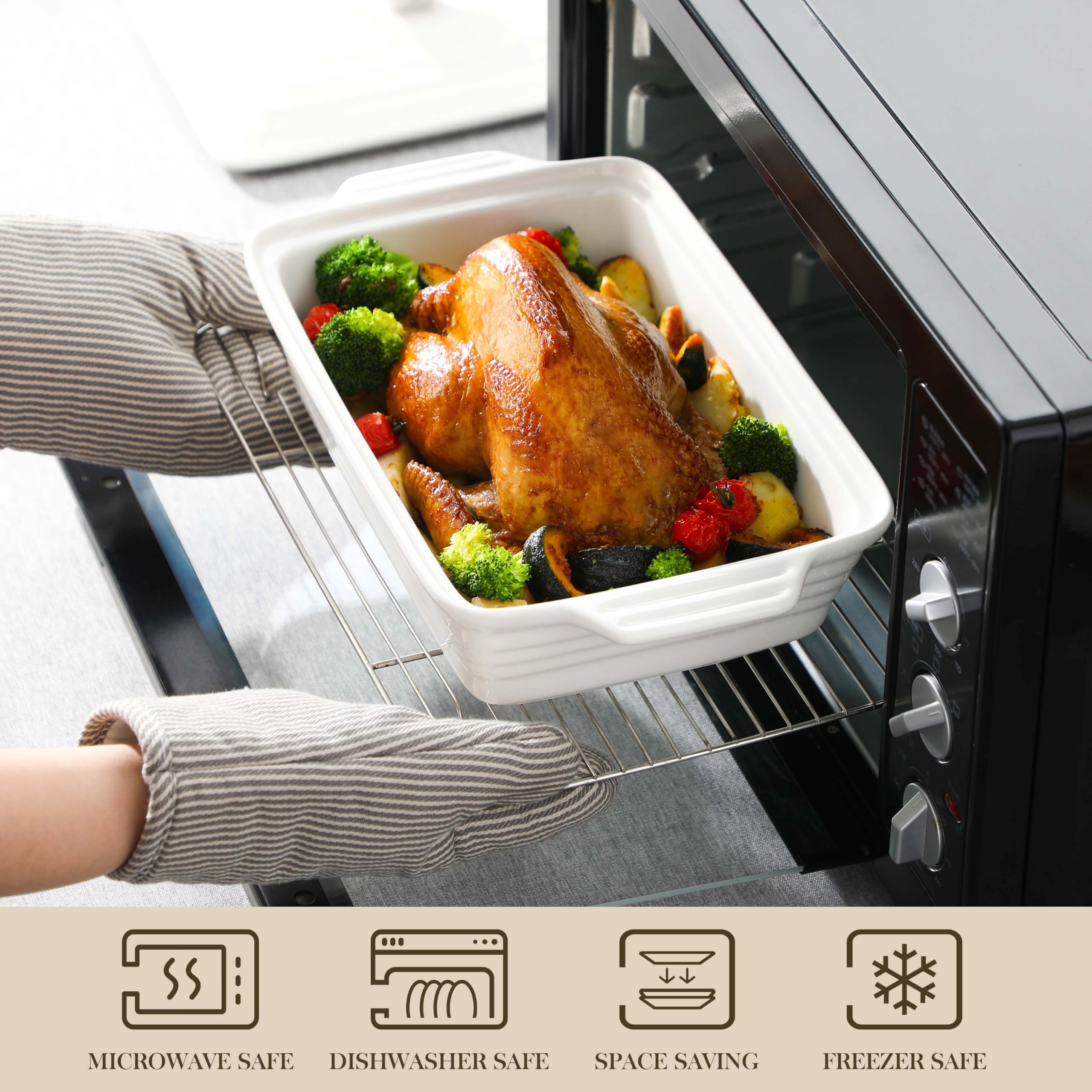 MALACASA casserole dish with sturdy handles for easy transport