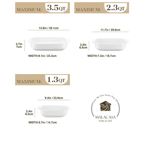 MALACASA 11-7 inch casserole with handles enables easy oven-to-table transport