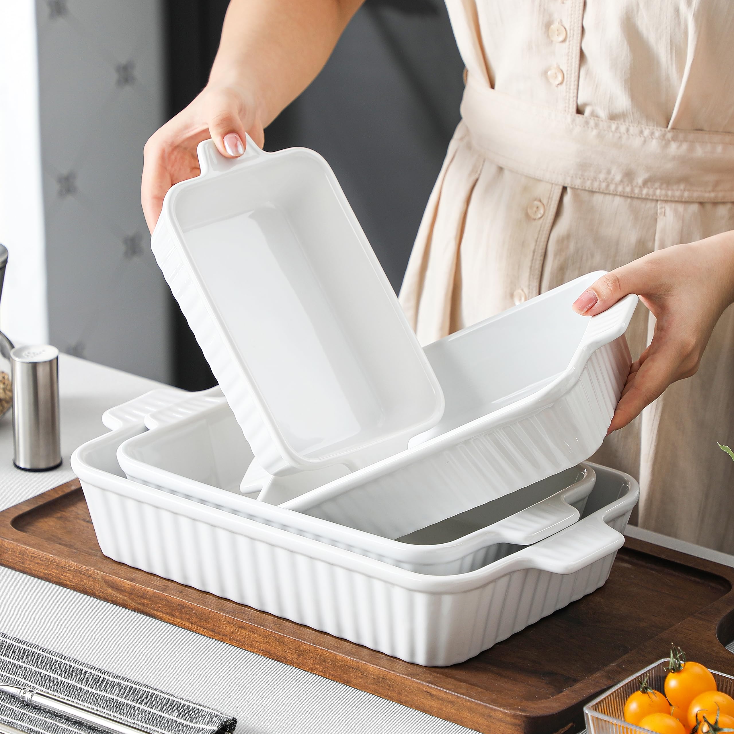Stackable, space-saving bakeware ideal for small kitchens.