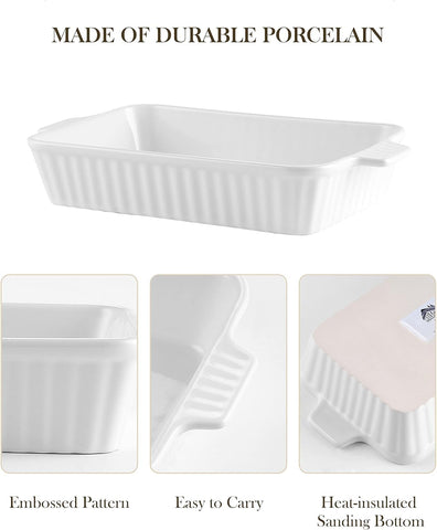 MALACASA casserole dishes feature ribbed design for secure grip.