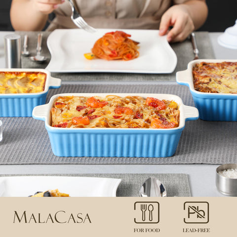 Malacasa 9-4 inch blue dish, compact for single servings and easy storage.