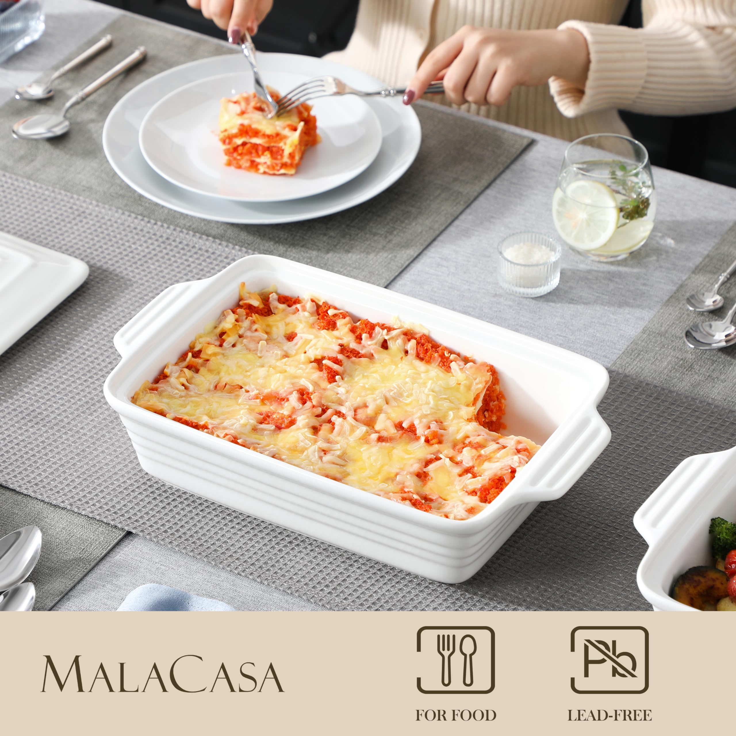 MALACASA ceramic baking pan 13x9 inches ideal for lasagna