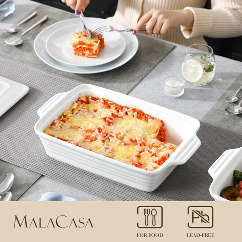 MALACASA ceramic baking pan 13x9 inches ideal for lasagna