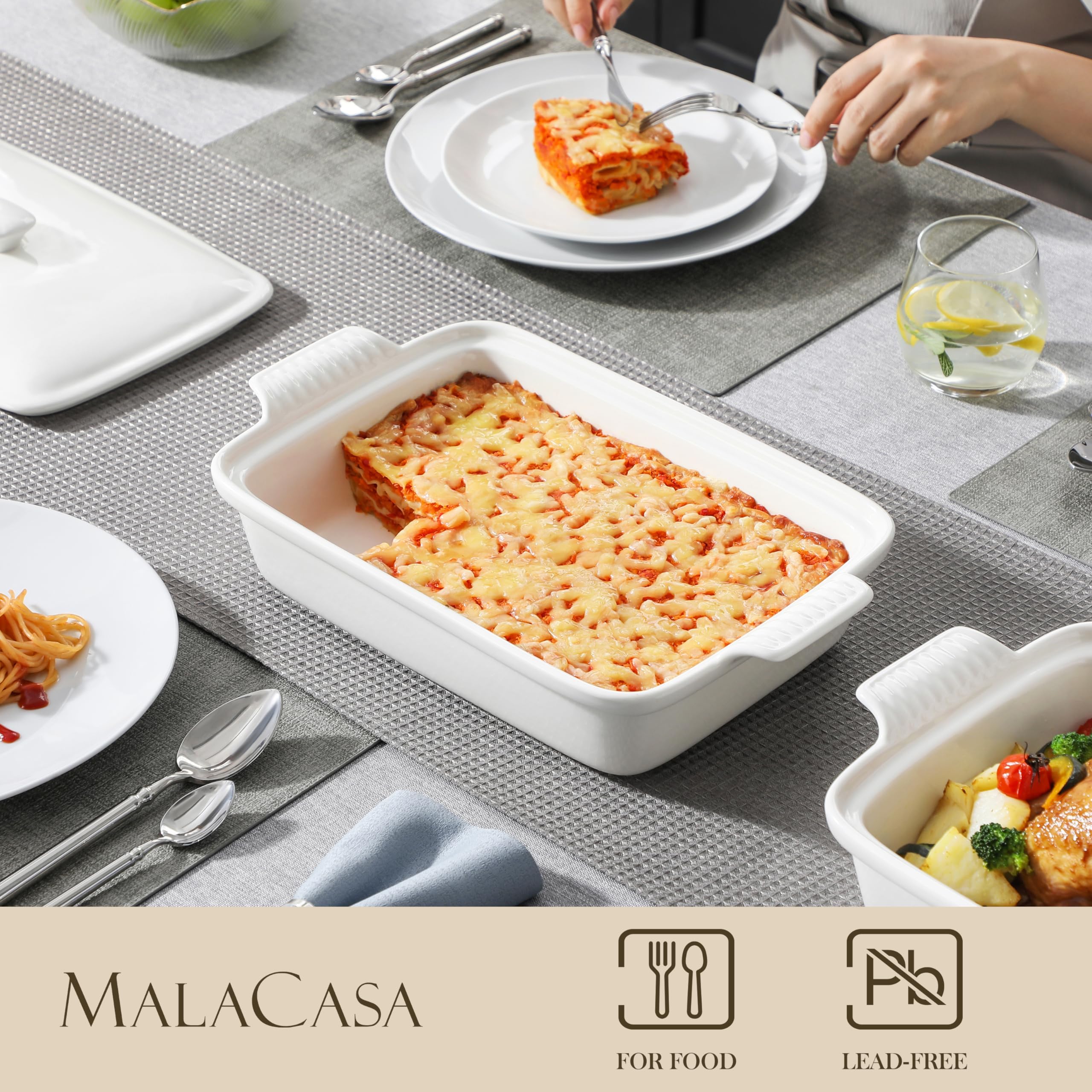 MALACASA ceramic casserole dish with smooth glaze for quick cleaning