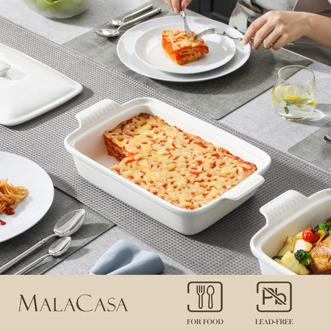 MALACASA ceramic casserole dish with smooth glaze for quick cleaning