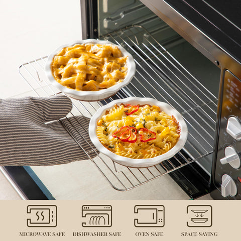 MALACASA ceramic pie pan, safe for oven and microwave, versatile for quiches
