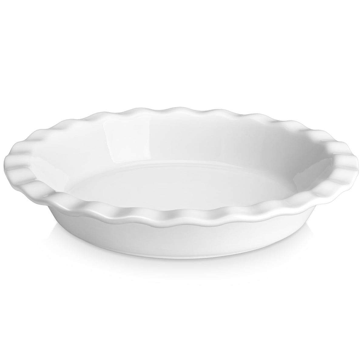 MALACASA 9-inch ceramic pie pan highlighting even heat for golden crusts