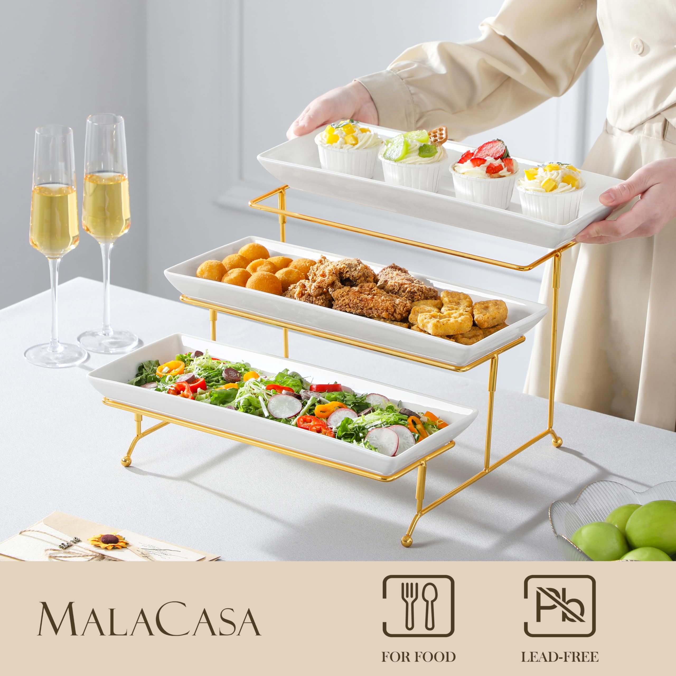 MALACASA collapsible gold metal rack showcased for compact storage