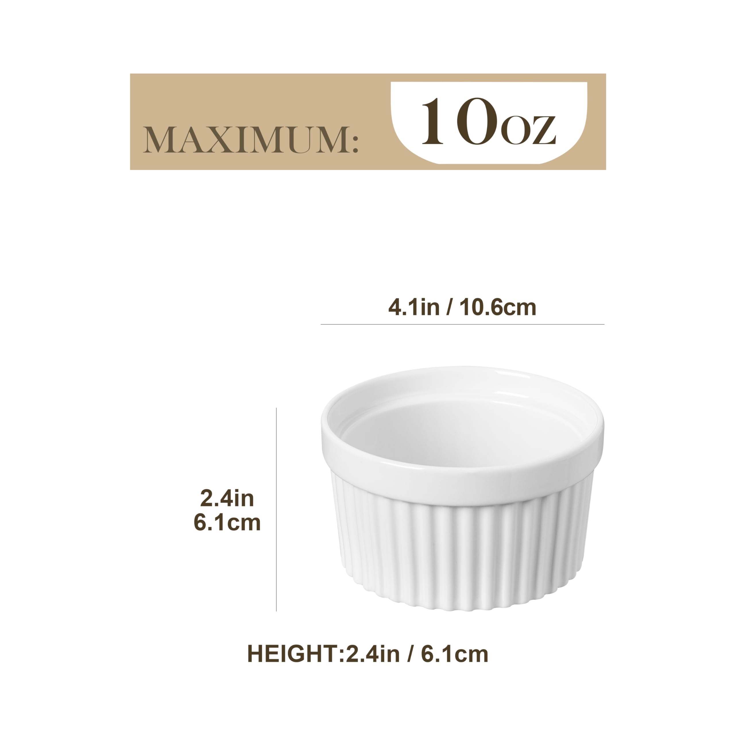 MALACASA creme brulee ramekins in porcelain for creamy desserts.