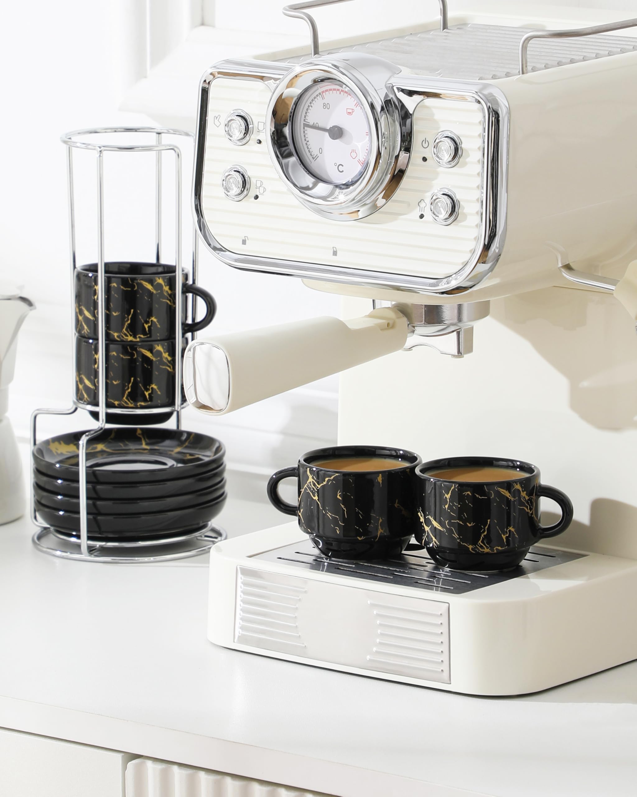 MALACASA daily coffee routine scene emphasizing sleek design and easy care.