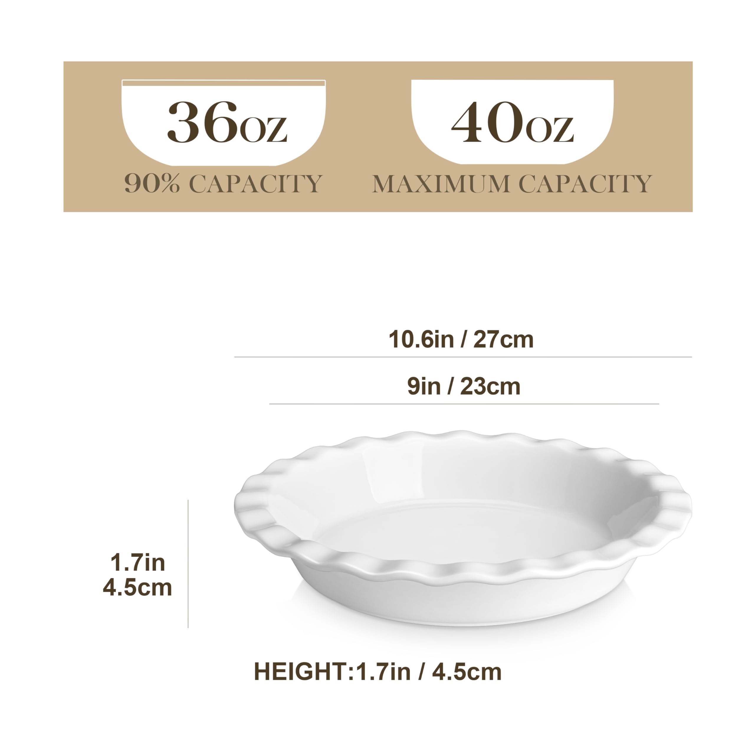 MALACASA deep-dish pie plate with fluted edge for secure grip during serving